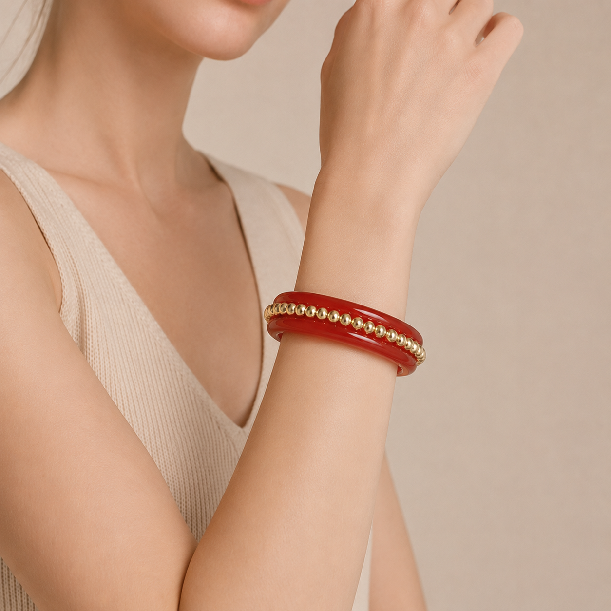 Beaded Accent Bangle Bracelet