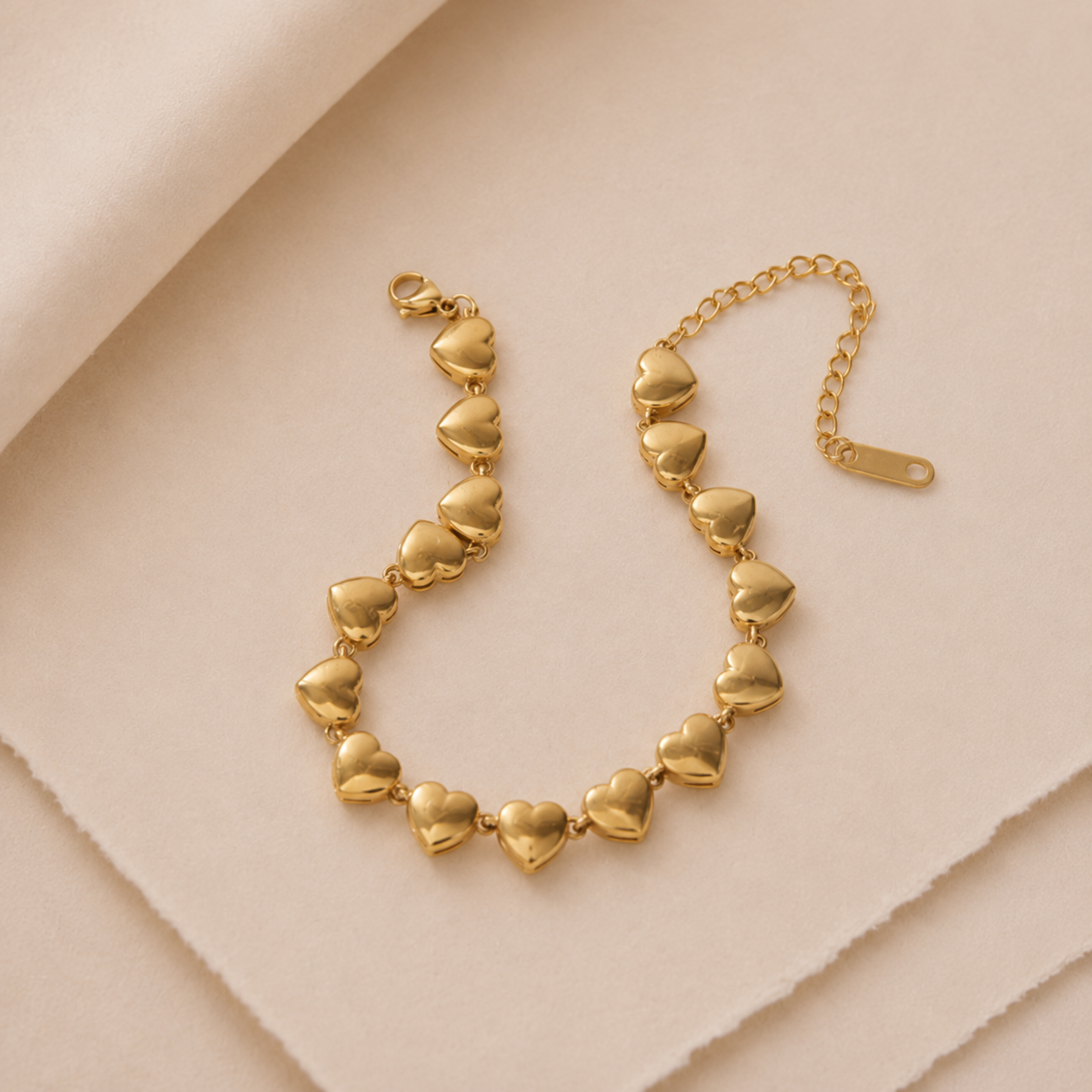 Textured Heart Link Bracelet