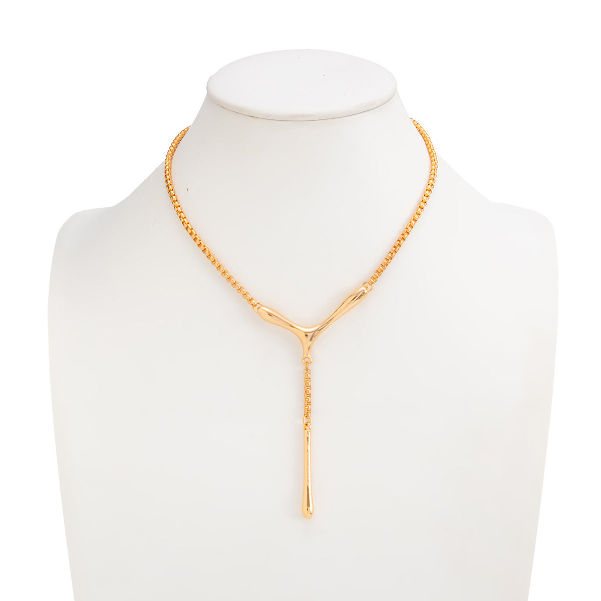 Sculptural V-Drop Necklace