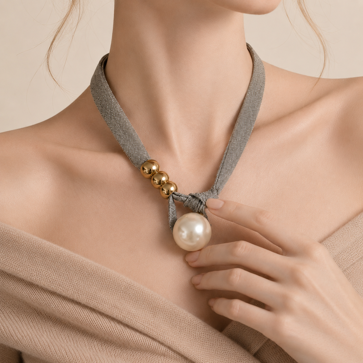 Tie-Detail Pendant Necklace