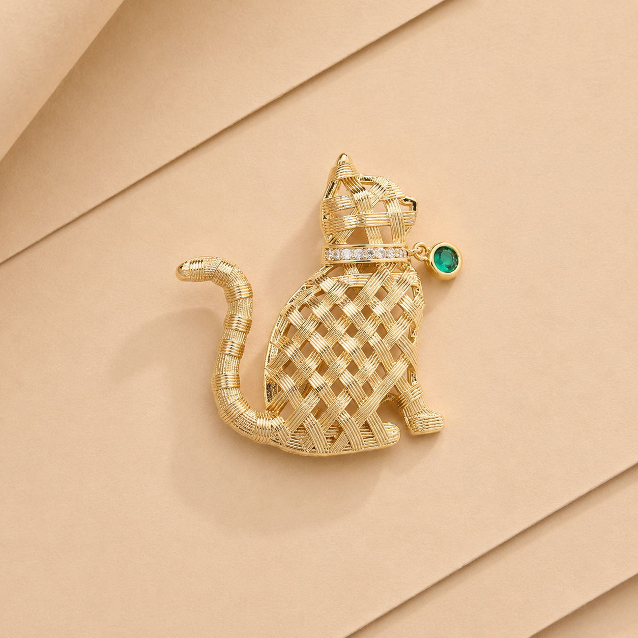 Woven Cat Statement Brooch