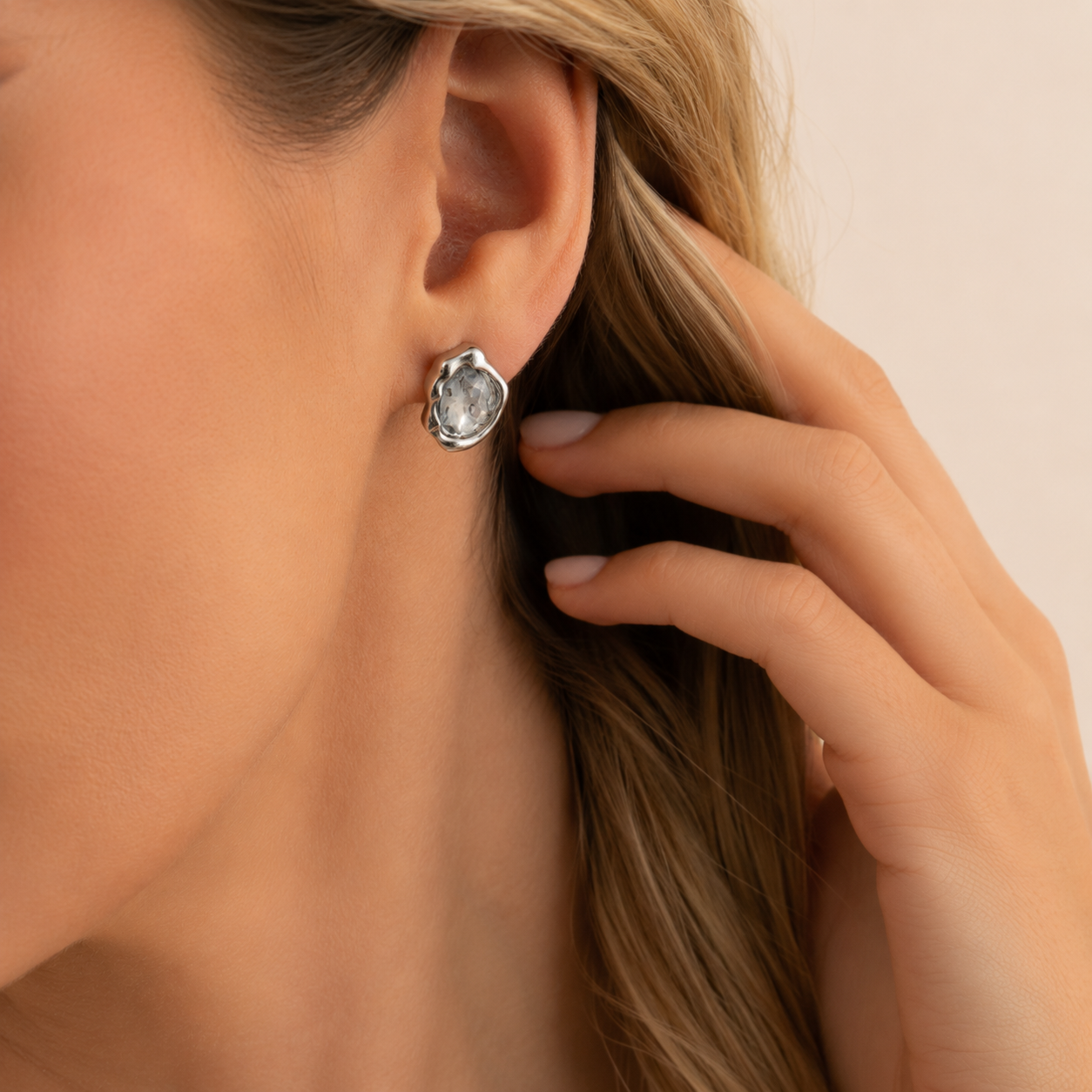 Sculptural Gem Stud Earrings