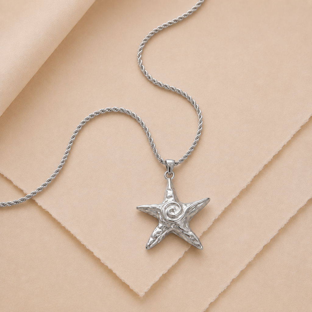 Textured Starfish Pendant Necklace