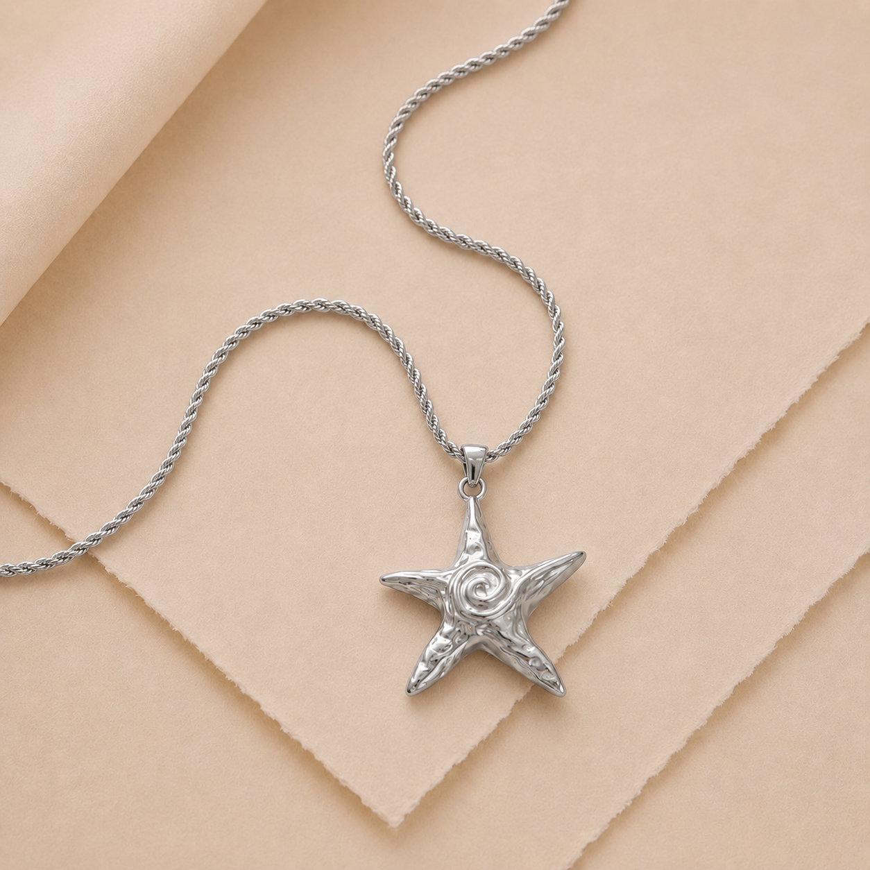 Textured Starfish Pendant Necklace