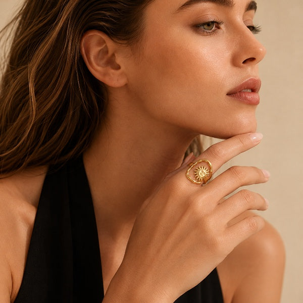 Sun Face Open Ring