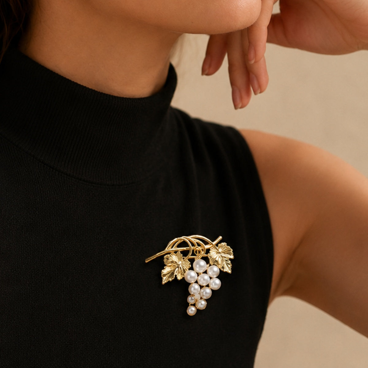 Grape Cluster Leaf Brooch