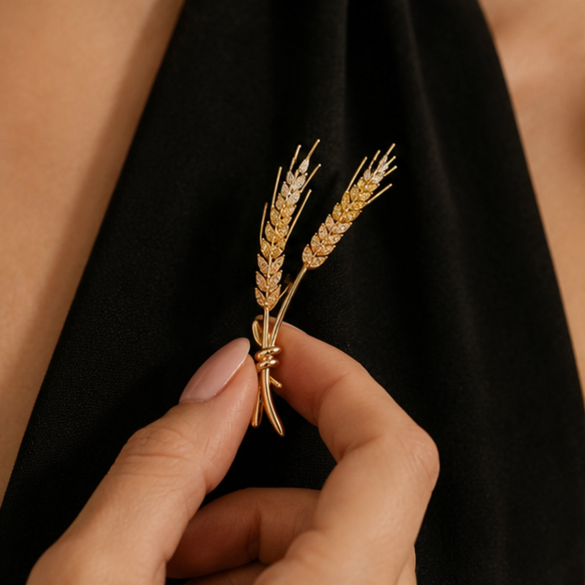 Sparkling Wheat Stem Brooch