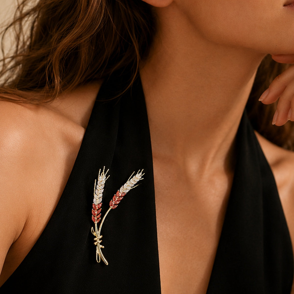 Sparkling Wheat Stem Brooch