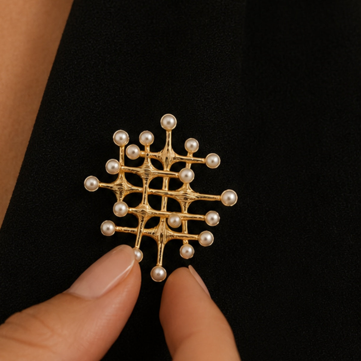 Lattice Bead Statement Brooch