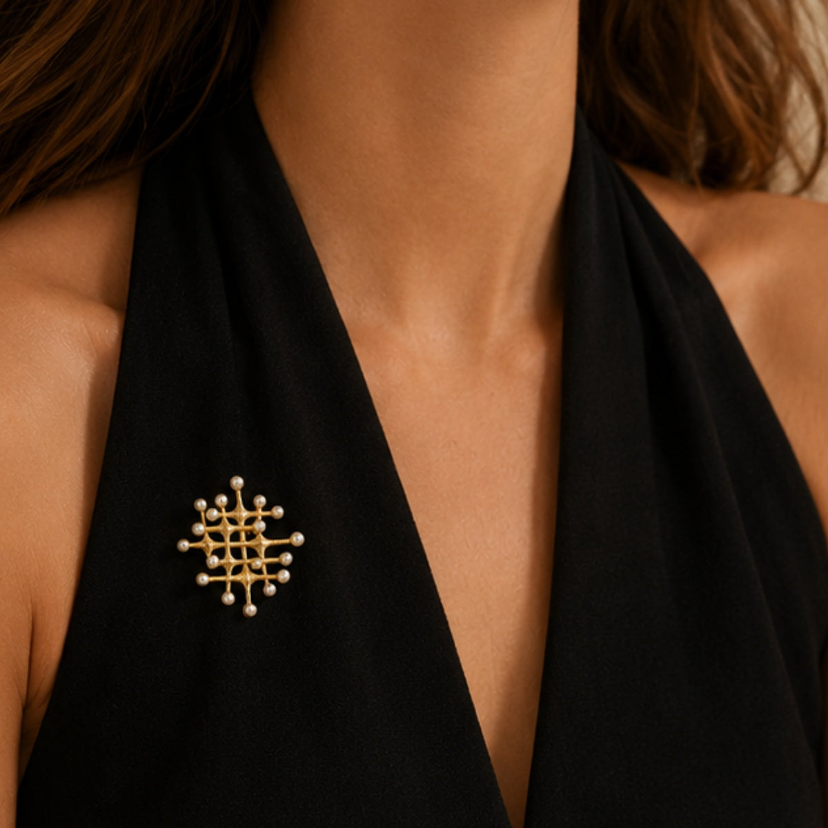 Lattice Bead Statement Brooch