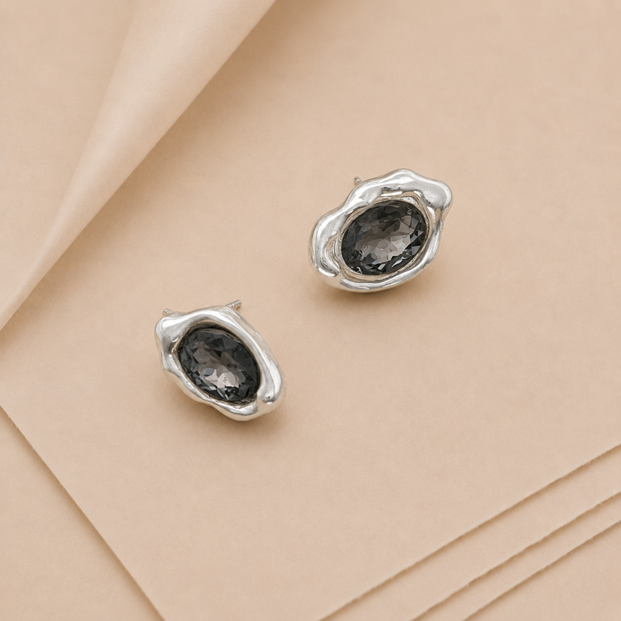 Sculptural Gem Stud Earrings