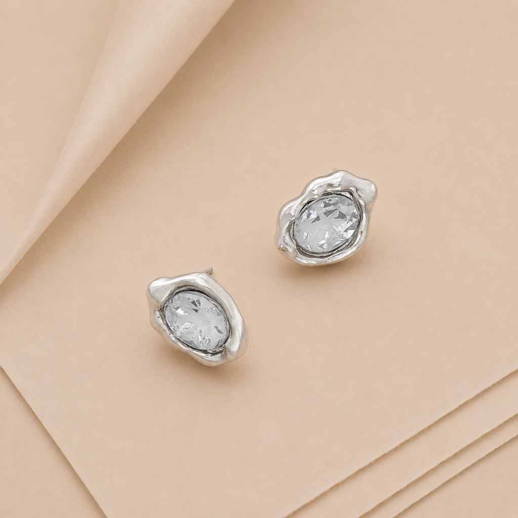 Sculptural Gem Stud Earrings