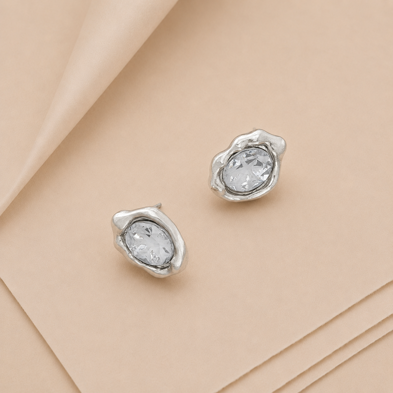 Sculptural Gem Stud Earrings