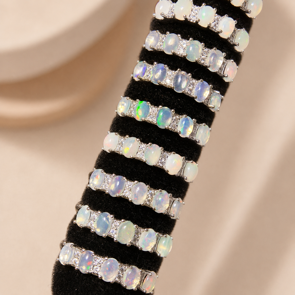 Opal-Inspired Wide Band Ring