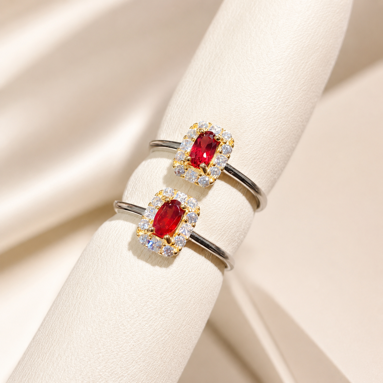 Oval Gem Halo Ring