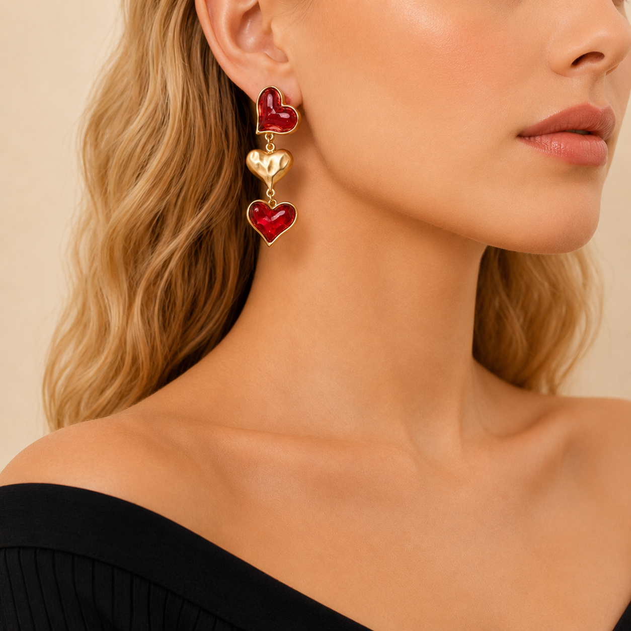 Heart Drop Statement Earrings