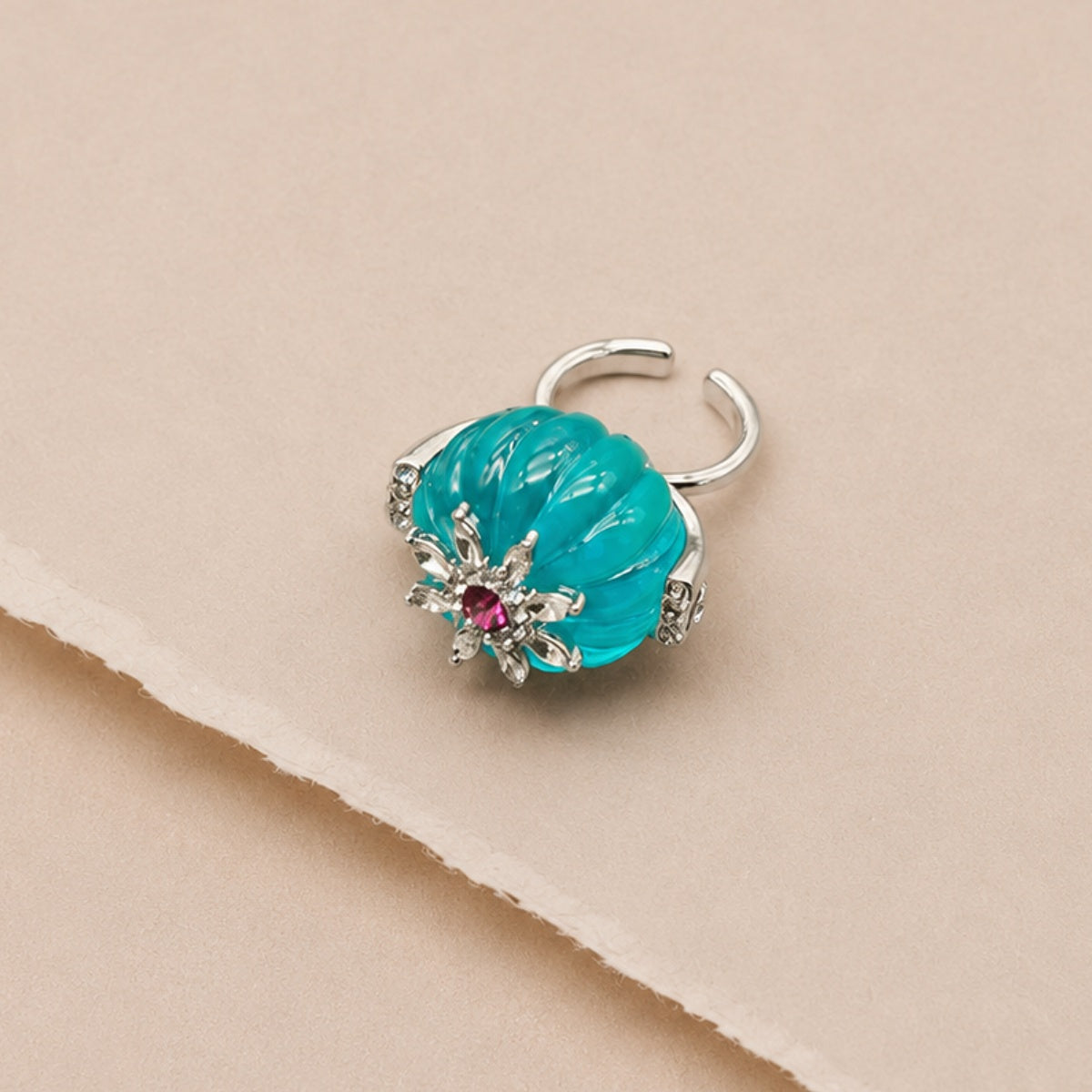 Floral Cabochon Statement Ring