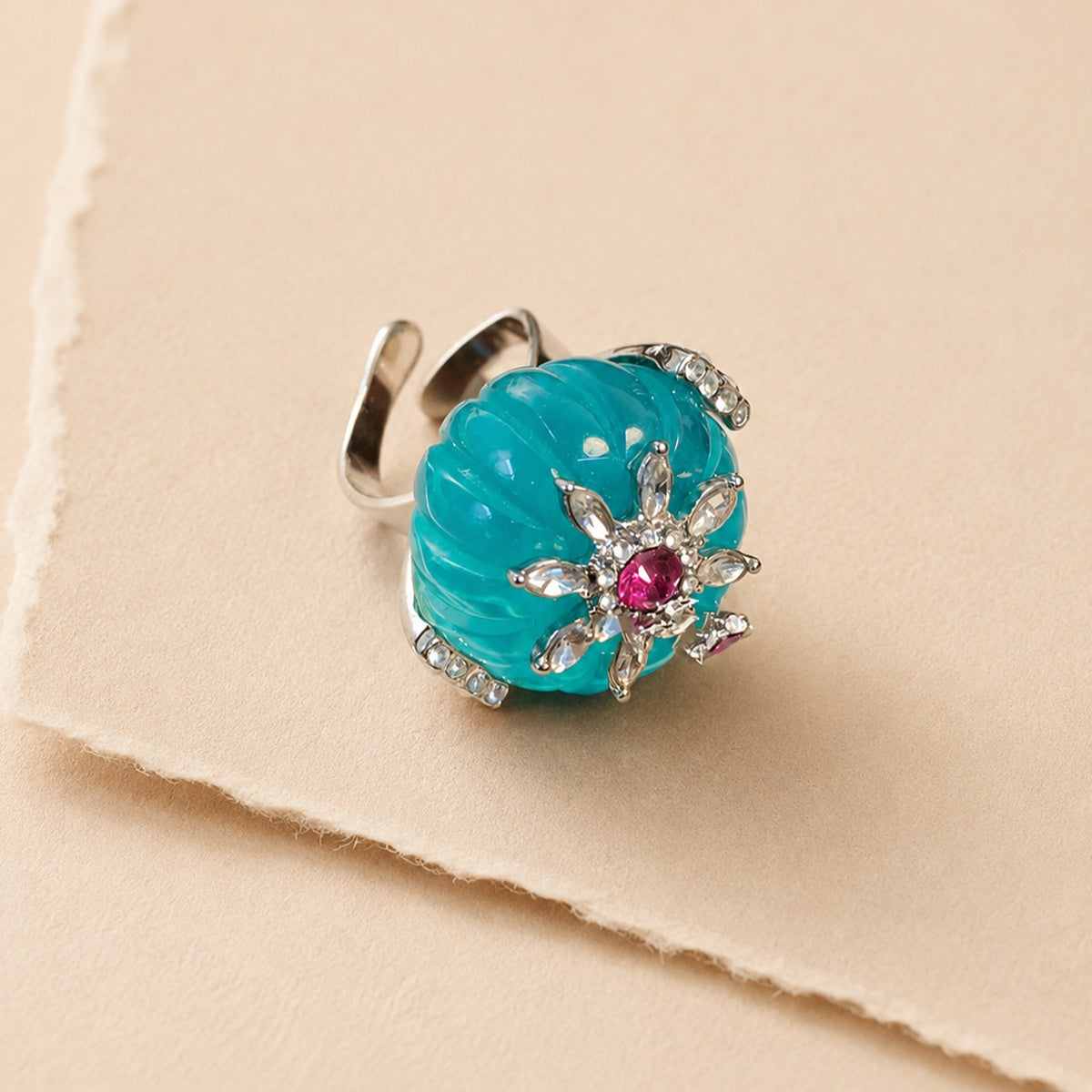 Floral Cabochon Statement Ring