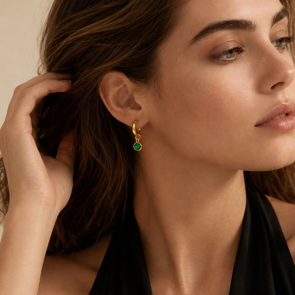 Gem Drop Hoop Earrings
