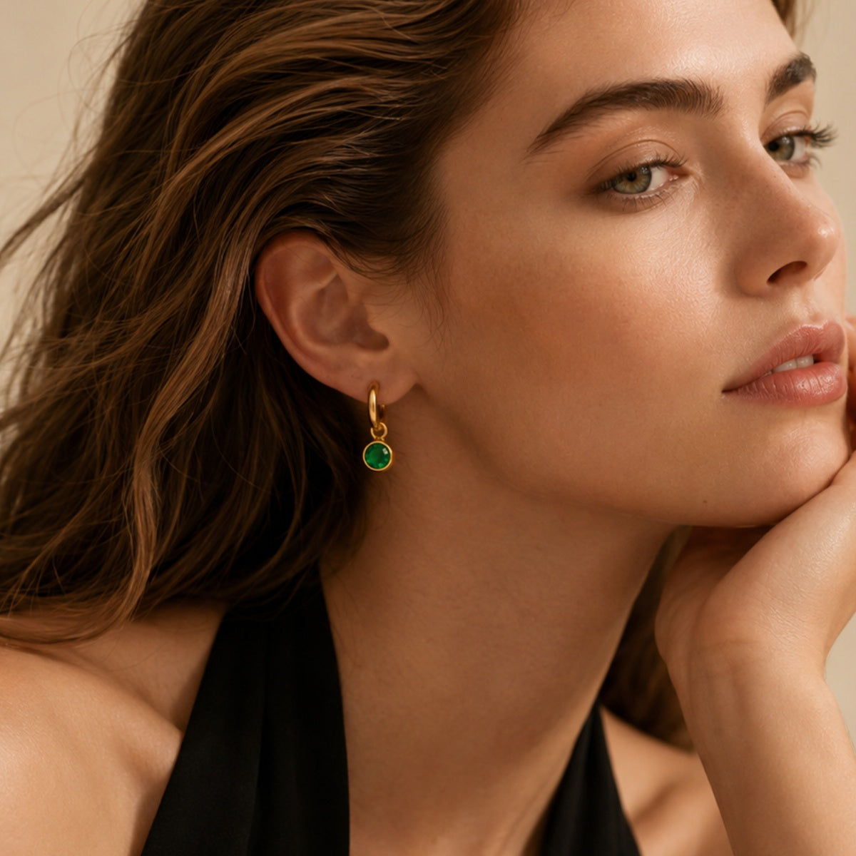 Gem Drop Hoop Earrings