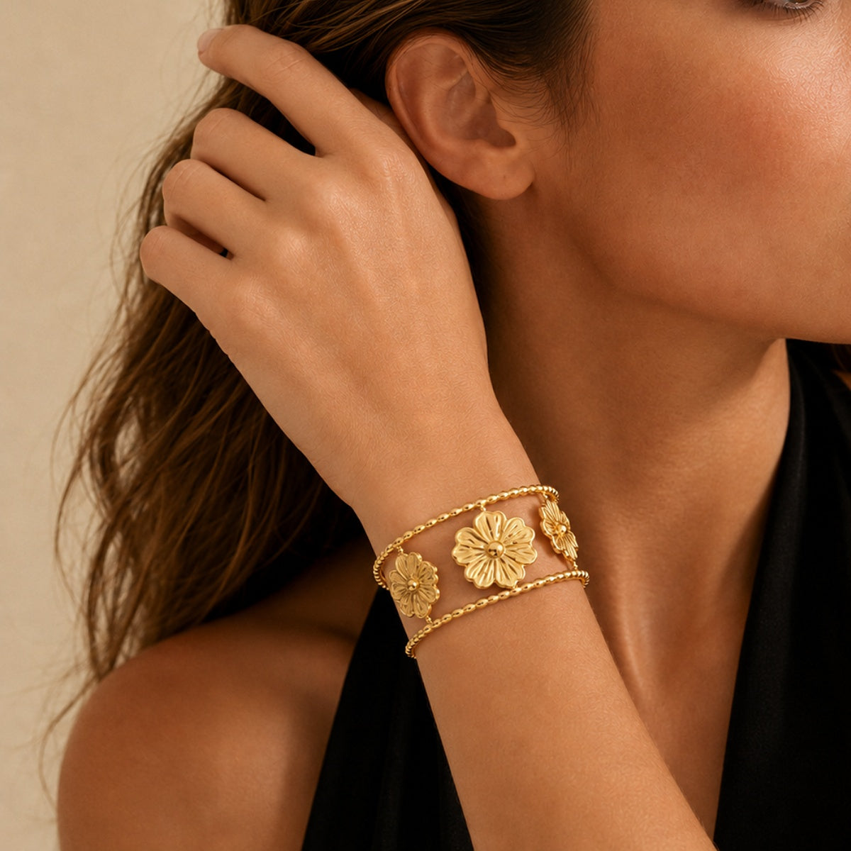 Butterfly & Floral Open Cuff Bracelet Set