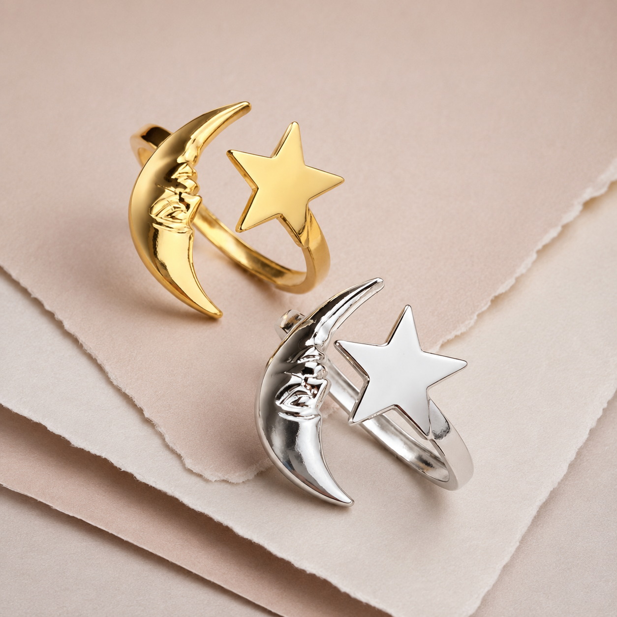 Moon & Star Open Ring