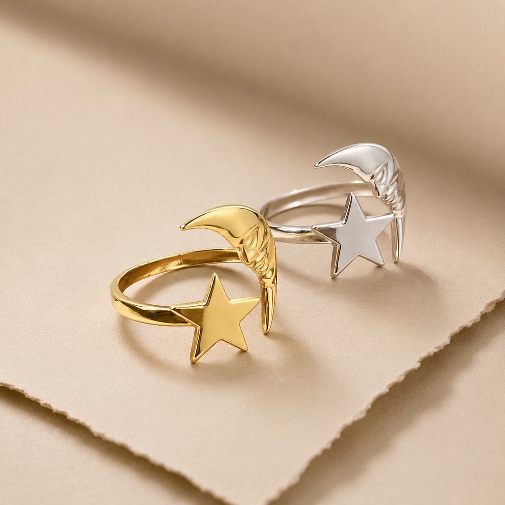 Moon & Star Open Ring