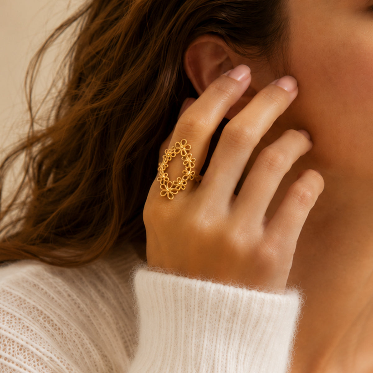 Floral Chain Ring