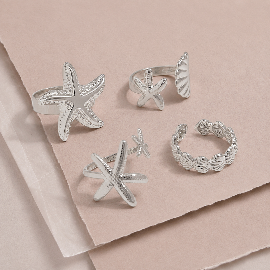Ocean-Inspired Stackable Ring Set