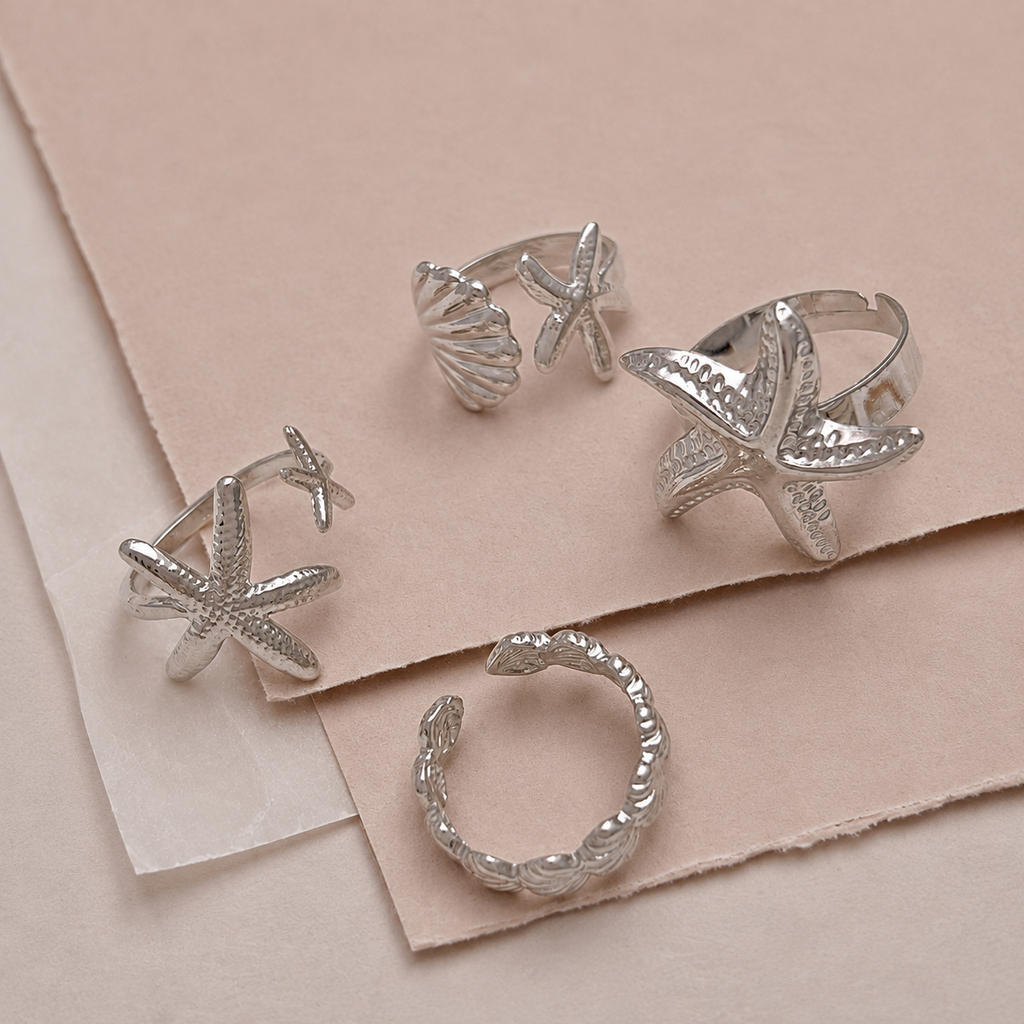 Ocean-Inspired Stackable Ring Set