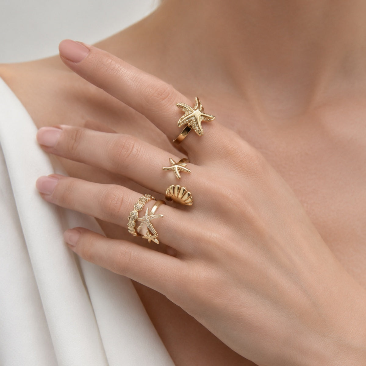 Ocean-Inspired Stackable Ring Set