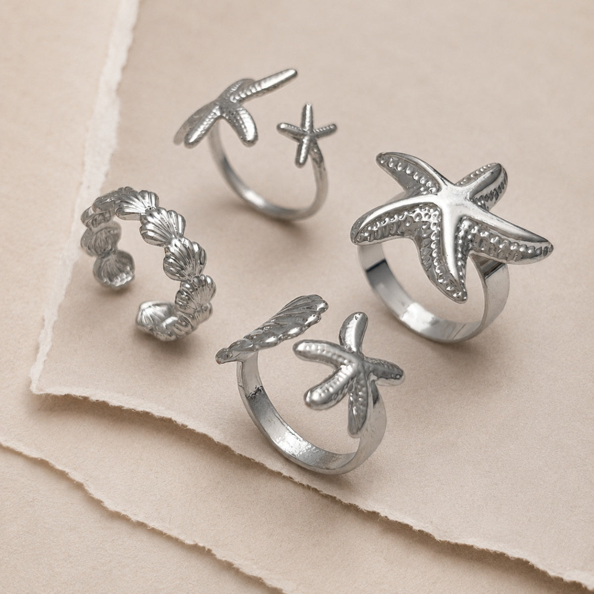 Ocean-Inspired Stackable Ring Set