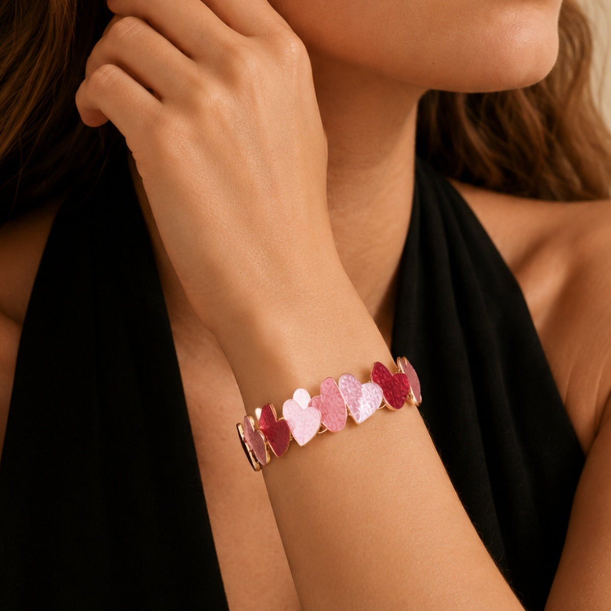 Hammered Heart Stretch Bracelet