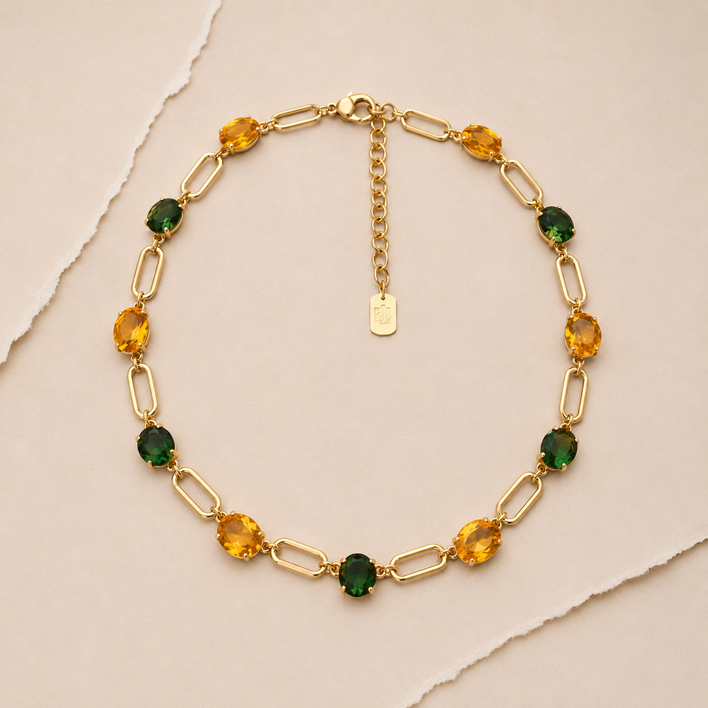 Faceted Gem Link Necklace