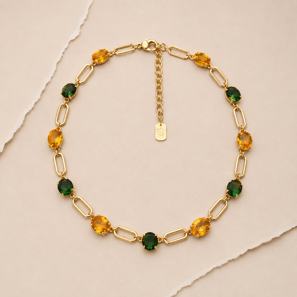 Faceted Gem Link Necklace