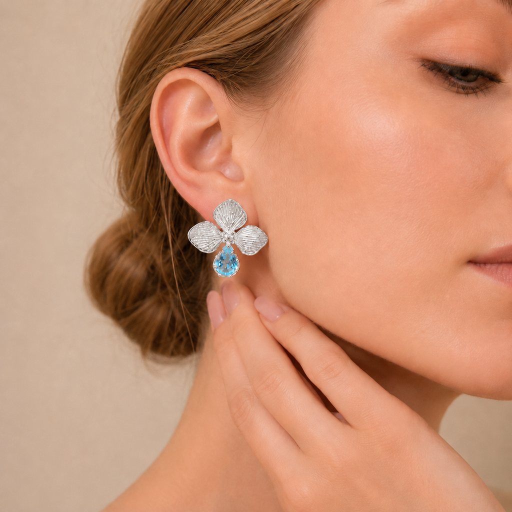 Floral Teardrop Stud Earrings