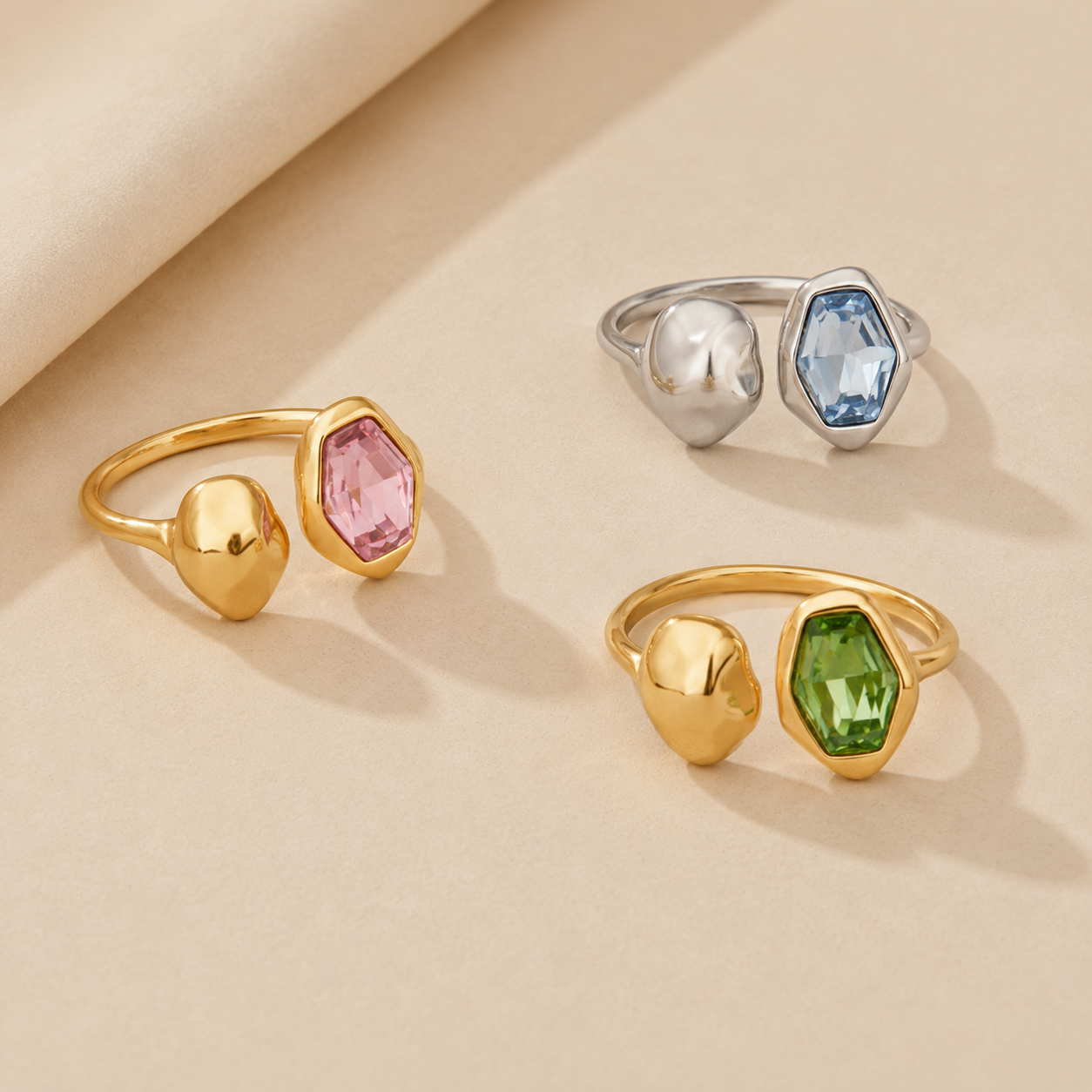 Mixed Gem Open Ring