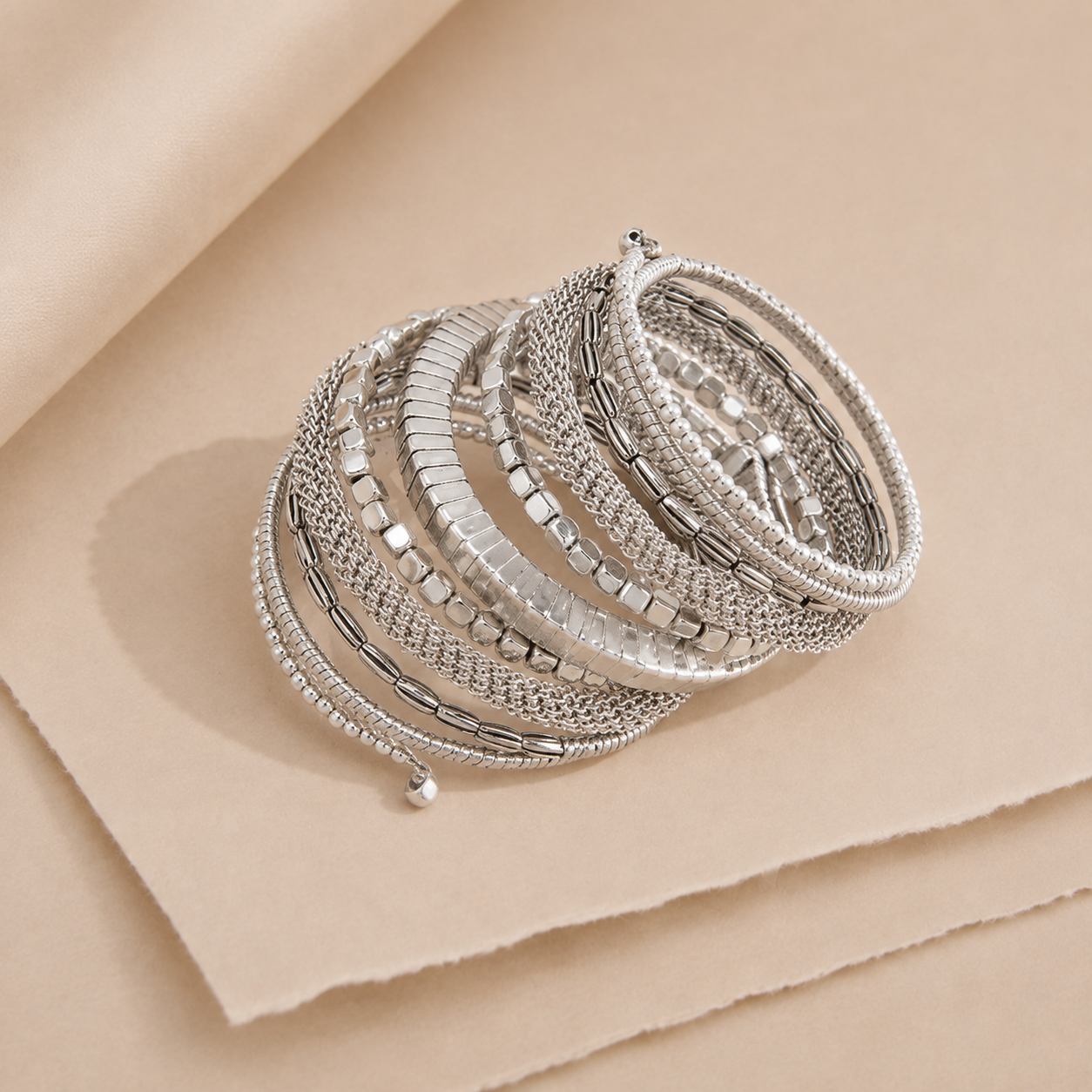 Layered Bead Bracelet Stack