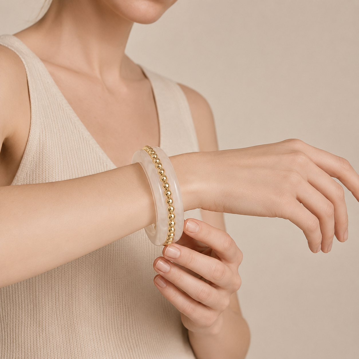 Beaded Accent Bangle Bracelet