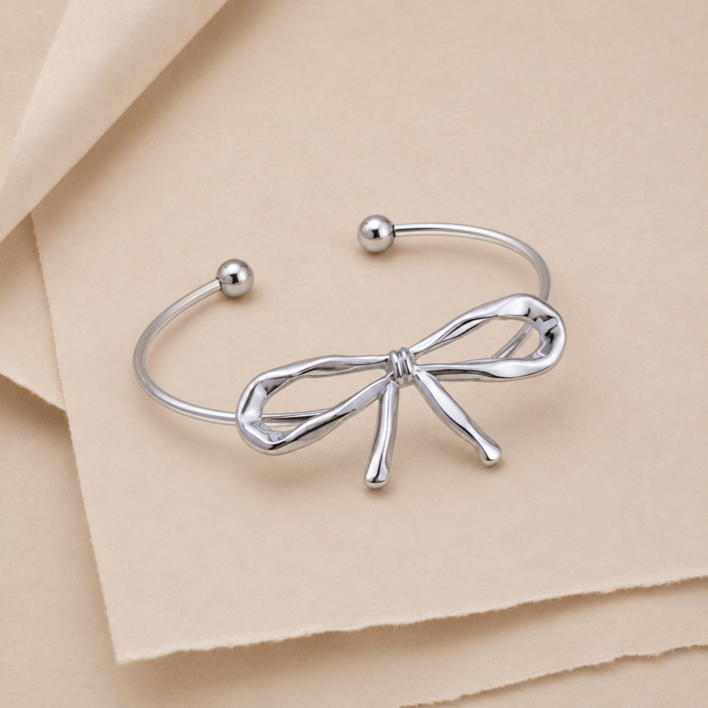 Bow Accent Open Cuff Bracelet