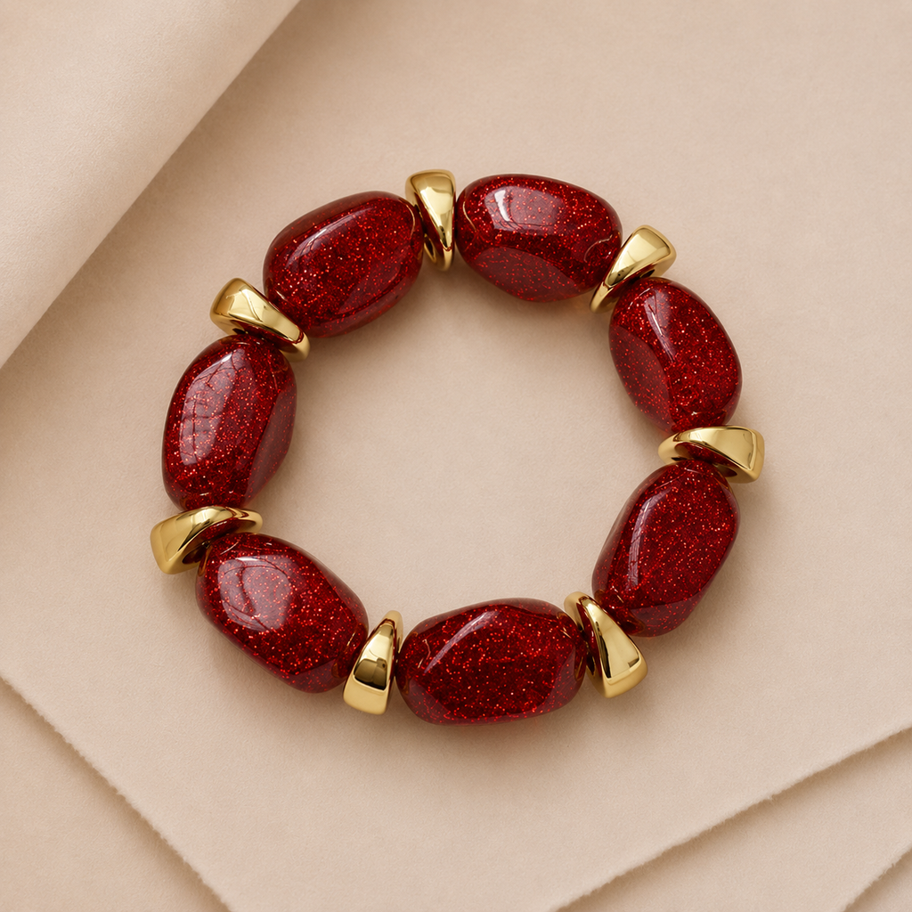 Chunky Glitter Bead Stretch Bracelet