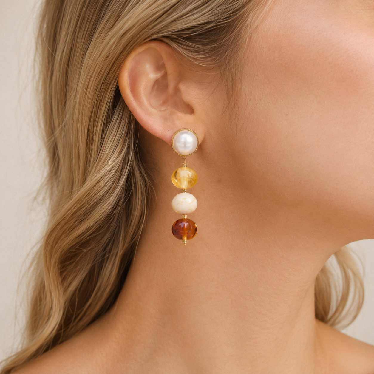 Pearl Accent Beaded Drop Earrings