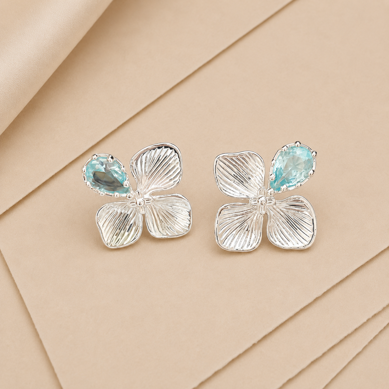 Floral Teardrop Stud Earrings
