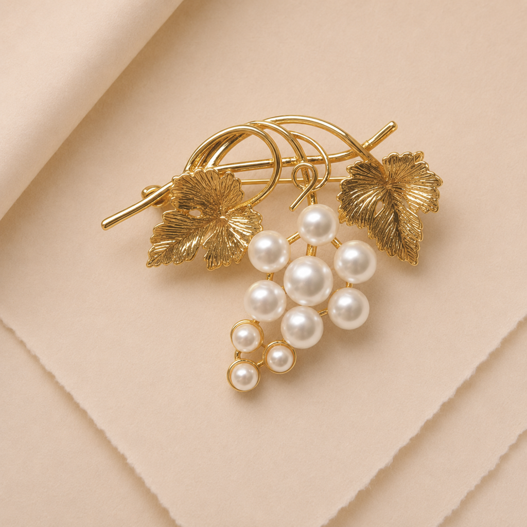 Grape Cluster Leaf Brooch