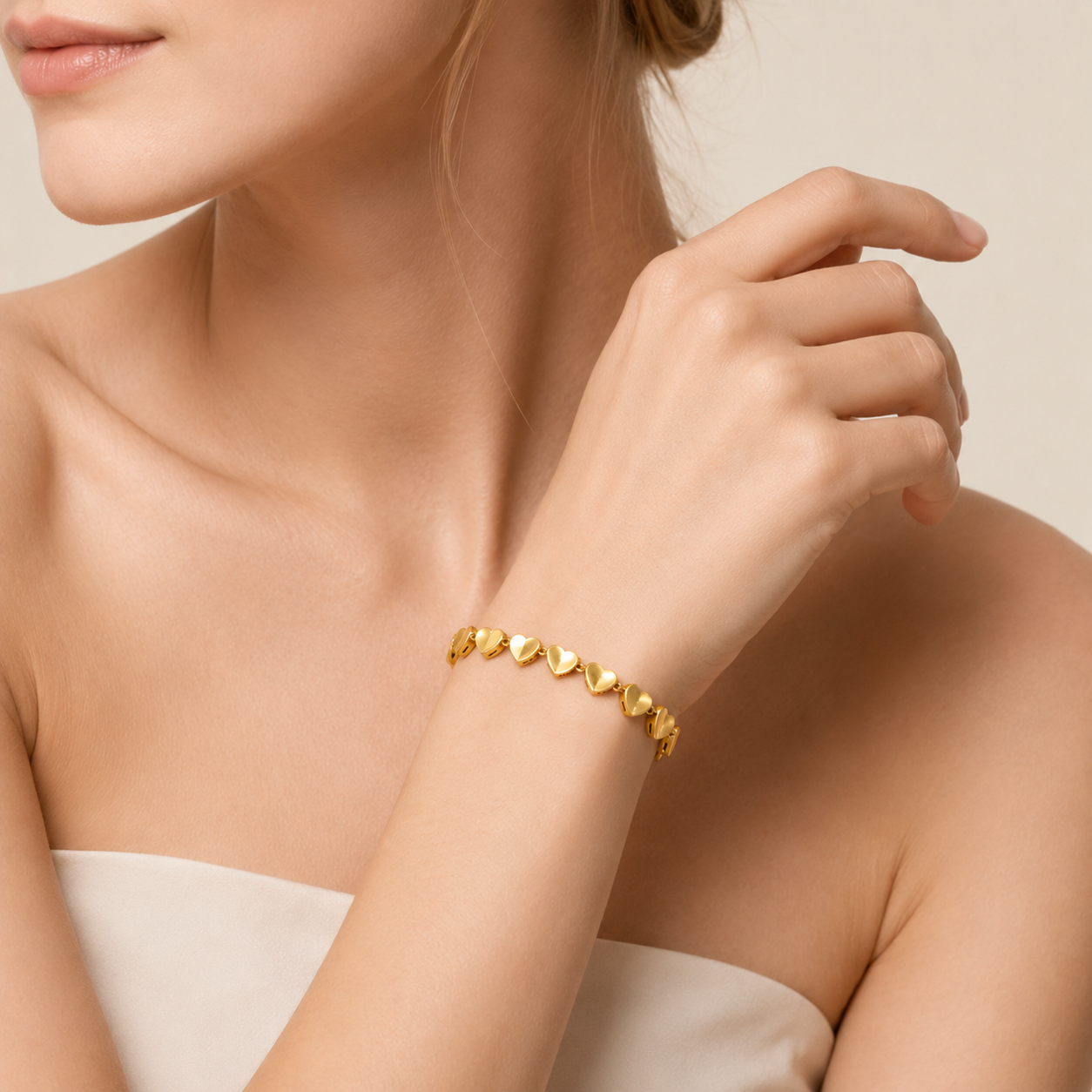 Textured Heart Link Bracelet