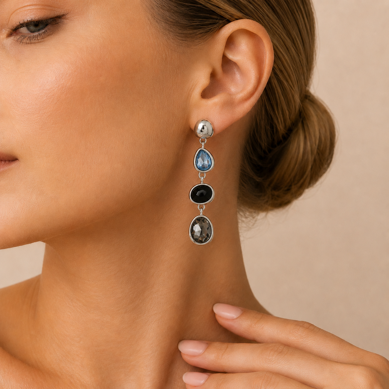 Faceted Oval Drop Earrings