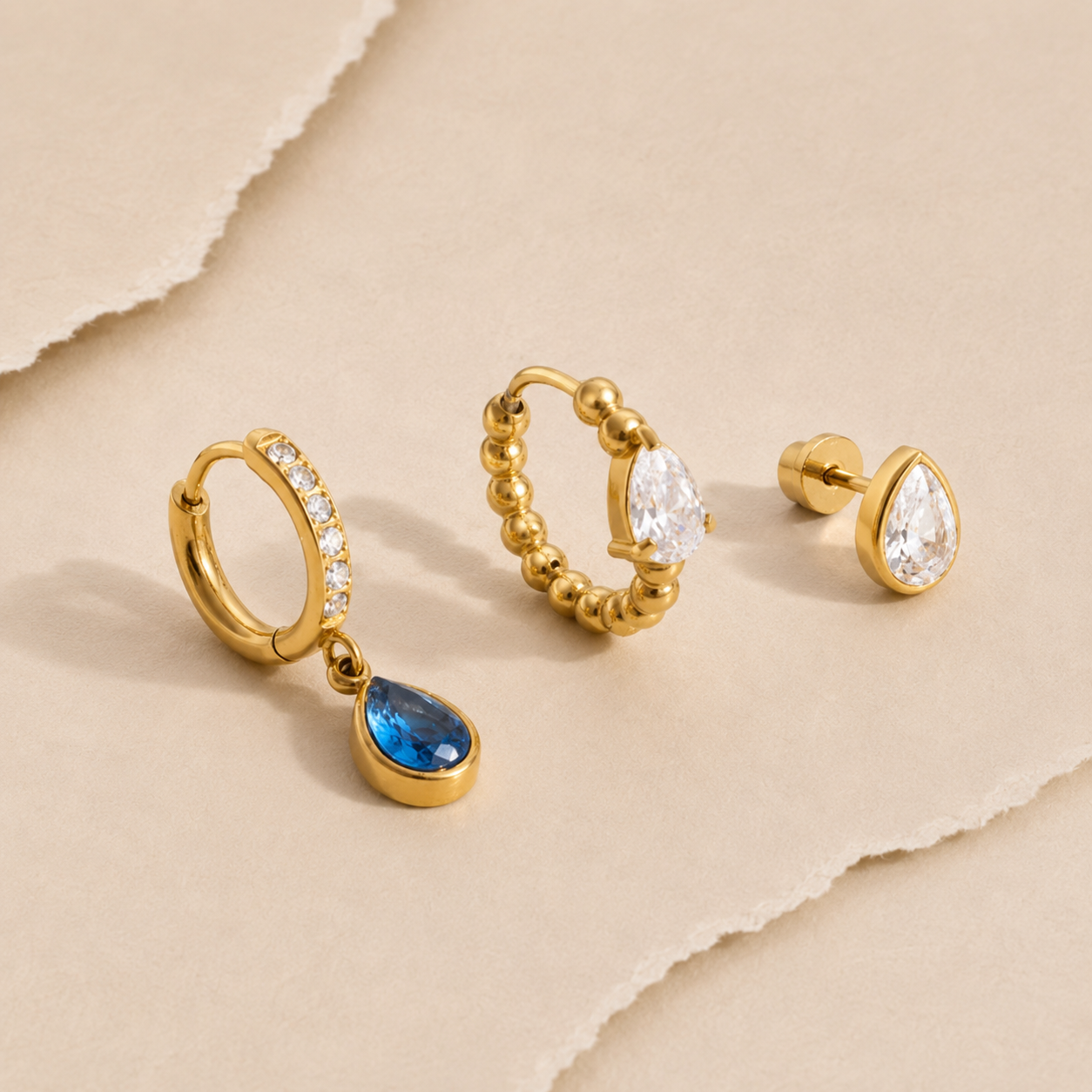 Teardrop Hoop Earring Set