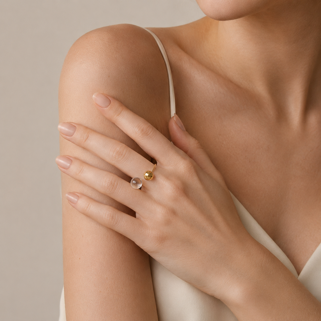 Modern Sphere Open Ring