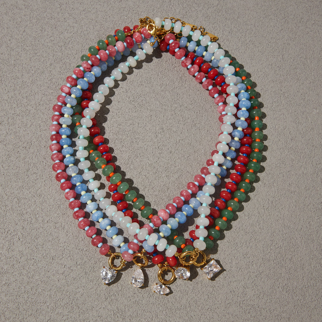 Multi-Strand Beaded Charm Necklace