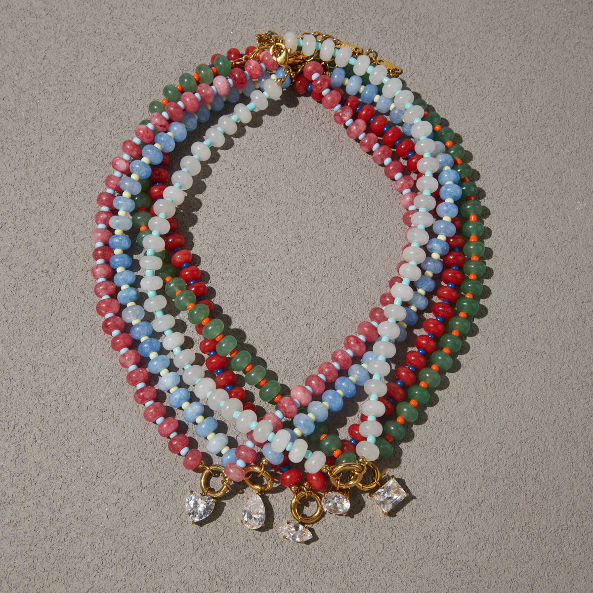 Multi-Strand Beaded Charm Necklace